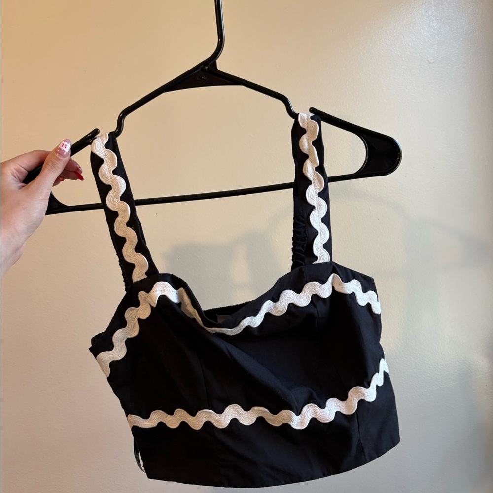 Black and White Women's Two Piece Set